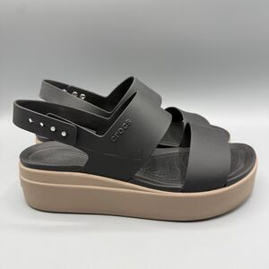 Crocs Brooklyn Low Wedge Sandals Black Mushroom Platform Women's Size 10